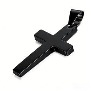 Vente en gros de bijoux religieux chrétiens, cadeau d'église, <span class=keywords><strong>gravure</strong></span> personnalisée, simple, en acier inoxydable, <span class=keywords><strong>pendentif</strong></span> croix catholique vierge pour bricolage - Product Image 4