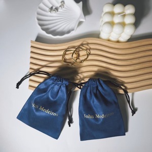 Luxury Blue Faux Suede Drawstring Gift Perfume Pouch Hot Stamping Logo Velvet Suede Dust Package Pouch Bag - Product Image 6
