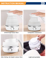 Bouilloire électrique portable pliable en PP de qualité alimentaire avec contrôle de température par bouton, idéale pour faire bouillir l'eau - Meilleure vente