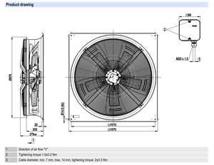 Ventilateur axial AC robuste de 910 mm ebm-papst WZD910-GG03-01/F01 pour systèmes de ventilation industrielle et tours de refroidissement CVC - Product Image 2