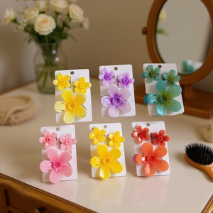 Set di fermagli per capelli a forma di fiore a cinque petali, 2 per colore, scatola da 600 pezzi - Product Image 2