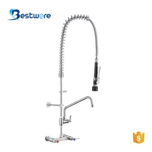 Modern Design Stainless Steel Kitchen Sink Faucet with Sprayer Wall Mount with Pull down Spray Water Saver for Hotels