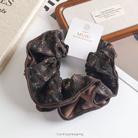 MUJU B395 Chouchous pour cheveux 15 cm en tissu à imprimé floral, grands et volumineux, pour queues de cheval, avec carte logo personnalisée