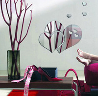 Autocollant Mural Miroir Cœur, Autocollant Mural Fleur, Décoration Murale DIY Mignonne pour Chambre