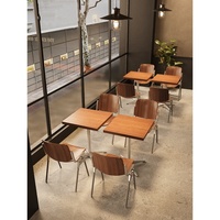 Cabine en bois massif de style américain pour salle à manger, ensemble table et chaises de café décontracté pour magasin de thé au lait et restaurant de desserts
