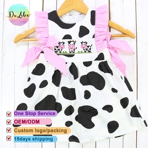 Kids Manufacturers Children <strong>Cow</strong> Embroidery <strong>Outfit</strong> Sets <strong>Girls</strong> Clothing Custom Cotton Baby Clothes - Product Image 3
