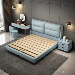 Caja de madera de lujo moderna, muebles de dormitorio, camas suaves con funda, marco de cama doble acolchado Super King, conjunto de cuero, diseño de almacenamiento - Product Image 5