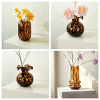 Vase en verre de la série MSH Light Luxury Tortoiseshell, imprimé léopard rayé tigre