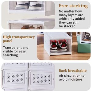 Tùy Chỉnh Công Suất Lớn Có Thể Gập Lại Stackable Rõ Ràng Nhựa Giày Lưu Trữ Hộp Khởi Động Sneaker Container Thùng Chủ Tủ - Product Image 6