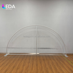 LEDA Modern Semicircle Fan Shaped Backdrop Fabric Cover Customizable Size Color (Silver/Custom) Metal <b>Frame</b> for <b>Wedding</b> Events - Product Image 6