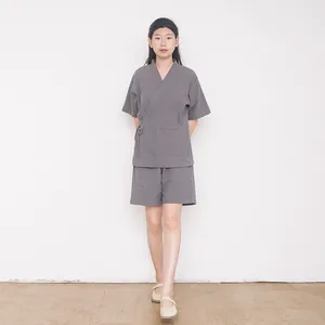 <span class=keywords><strong>Pigiama</strong></span> Unisex da casa personalizzato morbido <span class=keywords><strong>cotone</strong></span> lino Modulare abiti traspiranti per Spa Beauty Sauna tuta <span class=keywords><strong>uomo</strong></span> donna coppia - Product Image 5