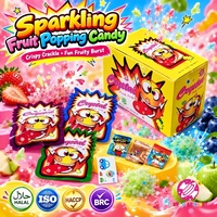 Bonbons pétillants personnalisés en gros avec autocollant, emballés individuellement, saveur fruitée acidulée et sucrée, bonbons qui éclatent pour enfants
