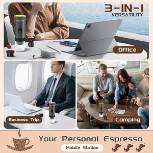 เครื่องชงกาแฟเอสเพรสโซแบบพกพาพร้อมระบบทำความร้อนในตัว หน้าจอ LED เครื่องชงกาแฟร้อนเย็นขนาดเล็ก ใช้พลังงานจากแบตเตอรี่ สำหรับใช้ในบ้าน สำนักงาน และการเดินทาง - Product Image 4
