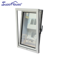 Elegante Ventana Abatible y Giratoria de Aluminio Blanco Moderno, Aspecto Sencillo y Lujoso con Manija Resistente