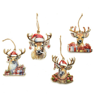Pendentif de Noël en métal assorti en forme de renne 9,5x10cm - Product Image 1