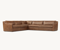 Ensemble de salon moderne de luxe de conception européenne OEM Sassanid, banc en cuir classique belge à accoudoirs inclinés, section en L