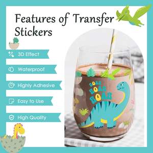 Envolturas para Vasos UV DTF, 8 Hojas, Diseño de Dinosaurios Coloridos, Impresión UV, Pegatinas Impermeables, 16 oz, Vasos de Vidrio DIY, Botella de Agua - Product Image 6