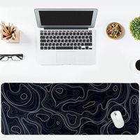 Tapis de jeu personnalisé XXL en caoutchouc - Tapis de souris de jeu de haute qualité avec design topographique, résistant à l'eau, protection contre les radiations, sublimation CMYK