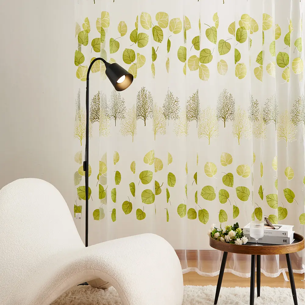100% Polyester blätter Bedruckte Vorhänge Sheer Voile Tulle Home Room Dekorative Voile für Vorhangs toffe Floral Outdoor-Stoffe