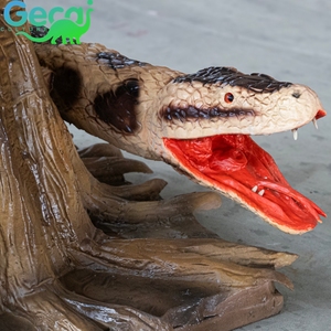 Modelo de Pitón Animatrónico, Serpiente Robótica Realista con Base de Tronco de Árbol para Casa Embrujada, Parque Temático, Exhibición - Product Image 6