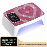 Lampe UV LED pour ongles, pour le durcissement du gel, avec repose-main, pour pose d'ongles à presser et nail art en forme de cœur incrusté de diamants, et pour le séchage des deux mains