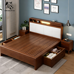 Suministro de fábrica, la cama king size de 1.8m más barata, personalizable, con gran stock, ecológica, de diseño moderno, muebles de dormitorio, estructura de cama king size de madera. - Product Image 6