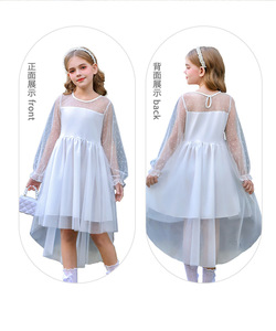 Robe de princesse en dentelle et tulle pour enfants, manches longues, fabrication soignée, idéale pour les fêtes de Noël (vente en gros) - Product Image 1