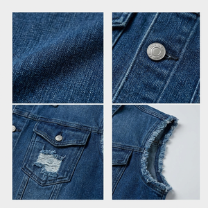 Gilet en jean tricoté sans manches printemps-automne pour femmes, style coréen unisexe, à simple boutonnage, respirant et décontracté - Product Image 3