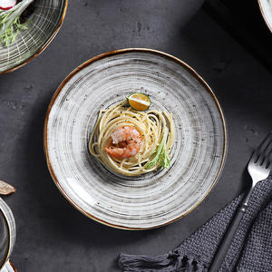 Assiettes de restaurant Michell grises ensemble d'assiettes à dîner en porcelaine vaisselle européenne rubans plats assiettes en céramique restaurants vaisselle - Product Image 3