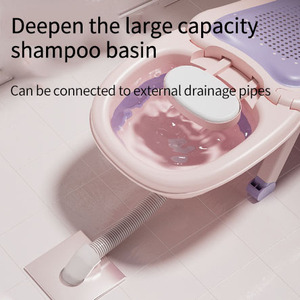 JXBNew Chaise à shampoing pour enfant en plastique PP ergonomique <span class=keywords><strong>pliable</strong></span> et écologique unique <span class=keywords><strong>avec</strong></span> bassin à shampoing et <span class=keywords><strong>coussin</strong></span> de tête en PU - Product Image 2
