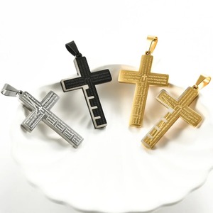 Collier avec pendentif croix de Jésus en acier inoxydable pour hommes et femmes, multicolore, breloques de prière chrétienne, biblique, catholique, amulette, bijoux, cadeau - Product Image 3