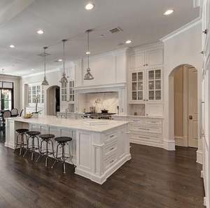 北米クラシックホワイトキッチンパントリー家具レイアウトシェーカーチェリー無垢材パントリーキッチンキャビネット - Product Image 1