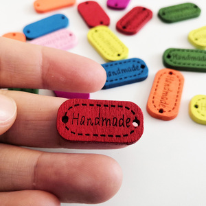 100pcs mỗi túi Hot Bán hình chữ nhật hình dạng hình bầu dục Màu hai lỗ handmade Logo tag nhãn nút gỗ cho Diy - Product Image 4