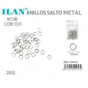 Anelli a Cerchio Ilan 10mm Colore Oro Bianco in Metallo Chiuso per Creazione di Gioielli - Product Image 3