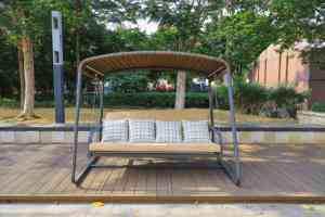 आधुनिक 2-व्यक्ति राल विचर पैटियो स्विंग सोफे के लिए धातु डिजाइन के साथ आउटडोर फर्नीचर - Product Image 2