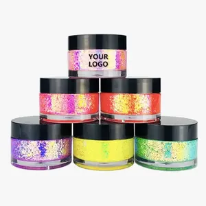 50 buah logo kustom eye shadow gel Vegan bebas Tautan holografik rambut tubuh Gel cair riasan gel glitter UV