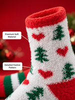Chaussettes de Noël personnalisées OEM ODM à motifs, chaussettes d'intérieur chaudes en polaire corail pour coffrets cadeaux de fêtes