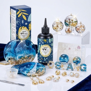 Kit de résine UV 200g, transparente comme du cristal, type dur, anti-jaunissement, durcissement rapide, haute brillance, sans bulles, pour la fabrication de bijoux et les loisirs créatifs - Product Image 4