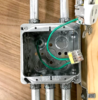 Couvercle carré de 4 pouces pour boîte électrique en acier étiré de 1/2 po, pour 2 appareils, avec anneau anti-terre, pour boîte de jonction, en métal galvanisé