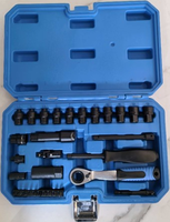 Jeu de douilles 31 pièces 1/4 " : transformez la douille à cliquet de type insert en une clé à cliquet classique pour une utilisation quotidienne.