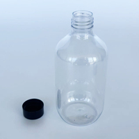 Bouteille en plastique PET transparente de qualité alimentaire réutilisable et étanche avec bouchon à vis noir pour le stockage de boissons, de cosmétiques et de soins de la peau