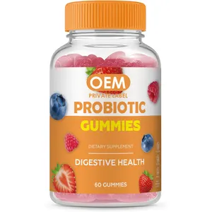 Gummies probiotik untuk Gut pencernaan & Kesehatan imun non-gmo bebas Gluten kacang & pohon gratis bubuk penanaman liar