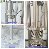 Émulsifiant à cisaillement élevé en acier inoxydable à levage pour le mélange de jus, confitures, pâtes, sauces, crèmes, shampoings et onguents