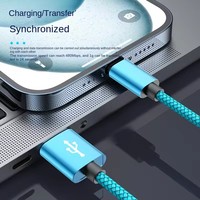 Kabel Data USB a ke C Tipe-C Pengisian Cepat, Kabel Pengisian Cepat Berlapis Nilon untuk Android Huawei Xiaomi Samsung