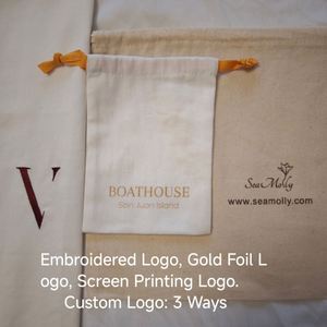 Sac en coton personnalisé avec cordon de serrage et logo pour parfum et cosmétiques, 10x14cm, emballage cadeau écologique - Product Image 5