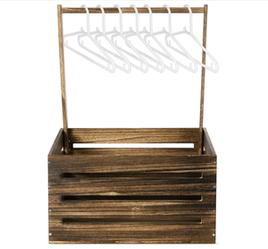 Cesto de ducha con asa de armario de Color nogal FSC, cesta de almacenamiento de madera negra para nuevos padres - Product Image 1