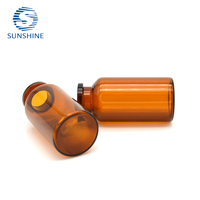 Flacon en verre borosilicate neutre ambré stérile de 15 ml, cylindrique, résistant à la lumière, avec bouchon en caoutchouc pour poudre lyophilisée