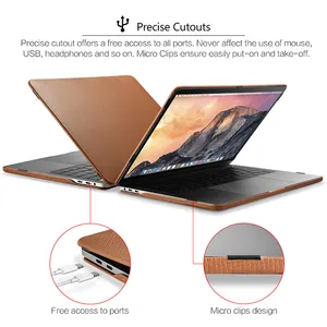 Sarung pelindung Laptop kulit 13 15 inci, pelindung belakang Notebook Lcd untuk Macbook Pro