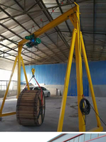 Grue à portique miniature HUGO d'occasion pour entrepôt, avec roues en caoutchouc, capacité de 0,5 à 50 tonnes, hauteur de levage réglable, utilisation intérieure/extérieure