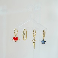 Boucles d'oreilles créoles Glowluxe à breloques variées, en alliage de cuivre plaqué or, avec pendentifs Cœur, Étoile et Géométriques, Bijoux de mode